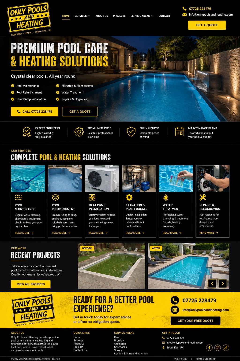 Only Pools and Heating — premium pool care and heating solutions